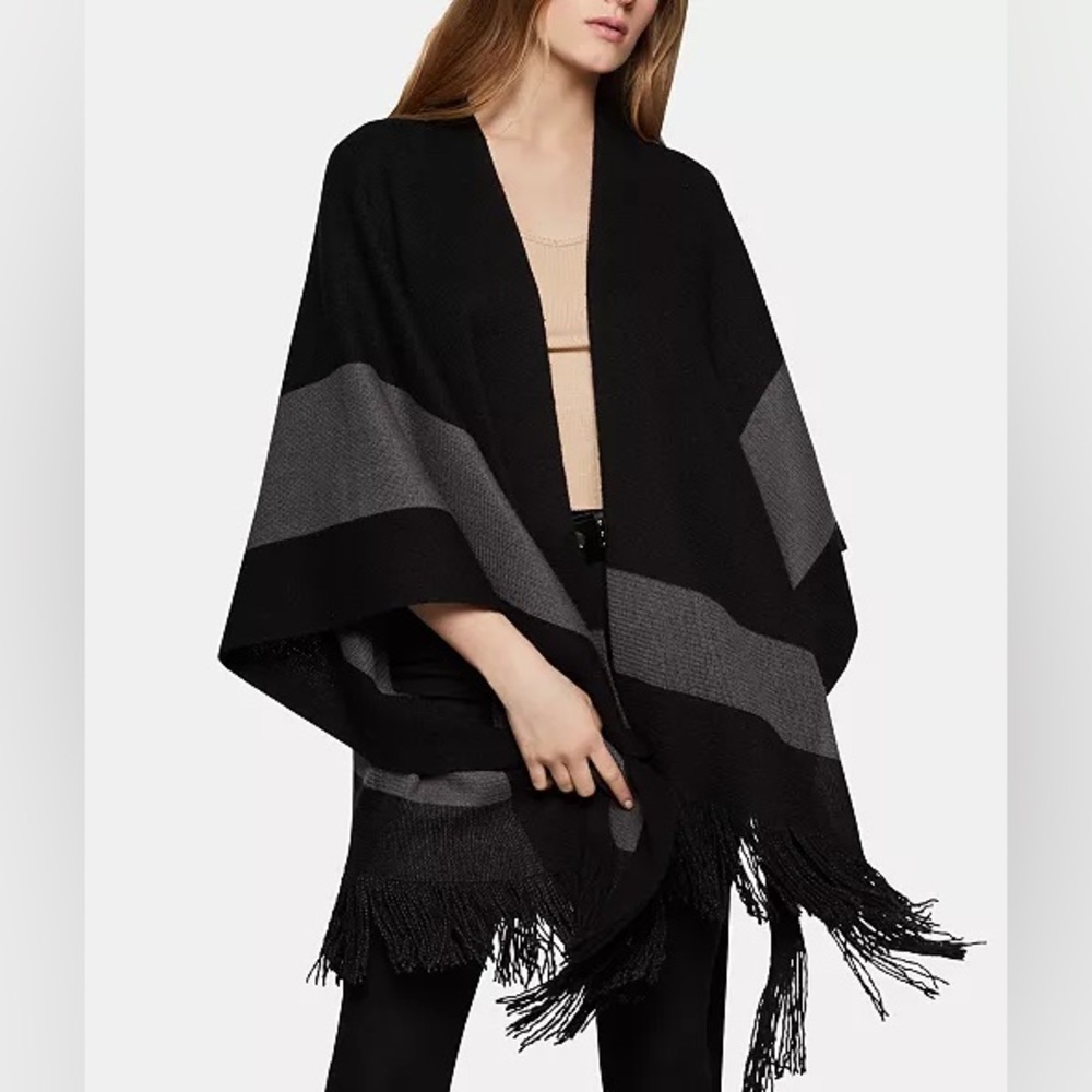 BCBGeneration Black and Gray Boho Shawl. Size OS
